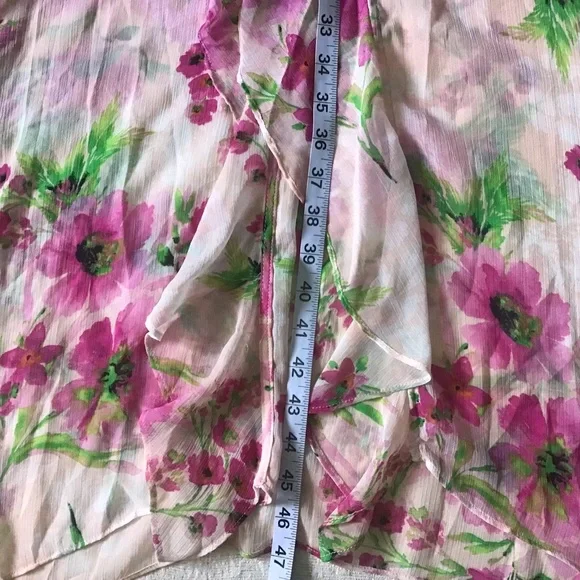 Lulus Poolside Vibes Blush Pink Floral Print Cover-Up Ruffle Front Feminine - Picture 8 of 10